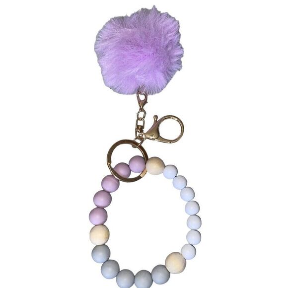 🎀2/$20🎀 Purple and Grey Silicone Beaded Keychain Wristlet - Picture 1 of 6